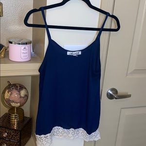 Navy tank with cream trim